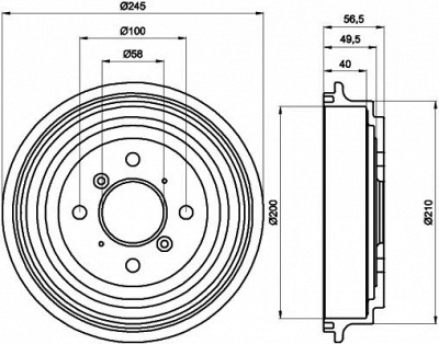 HELLA PAGID 8dt355300571 -  Тормозной барабан